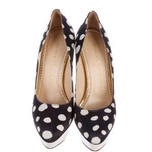CHARLOTTE OLYMPIA POLKA DOT PLATFORM PUMPS sz41